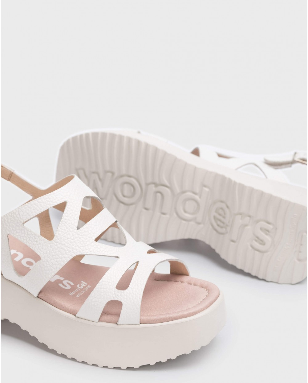 Wonders-Wedges-White Laura Sandal