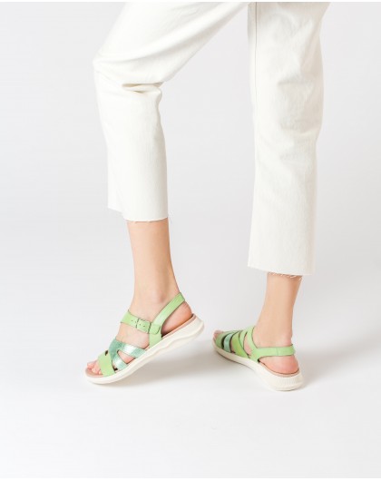 Wonders-Zapatos planos-Sandalia cruzda verde