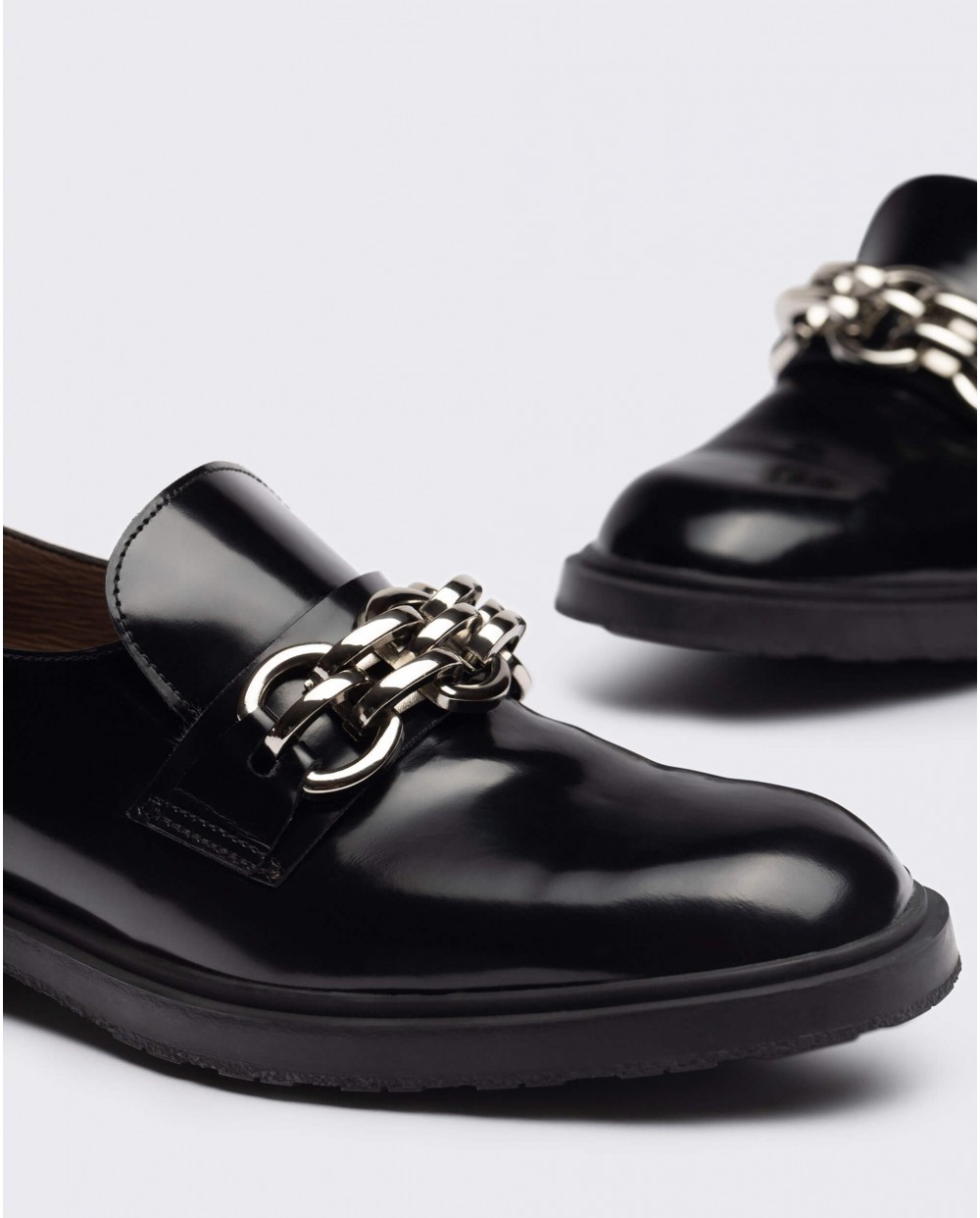 Wonders-Flat Shoes-Black Suri Moccasin