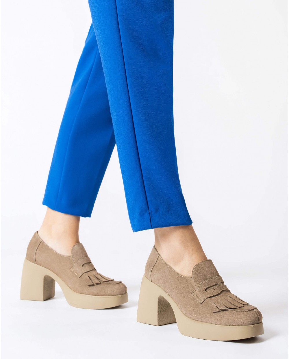 Wonders-Wedges-Taupe Buzz Suede Mary Jane