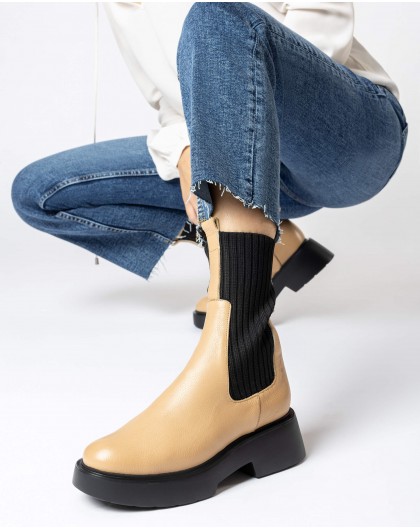 Wonders-Ankle Boots-Brown sock ankle Boot