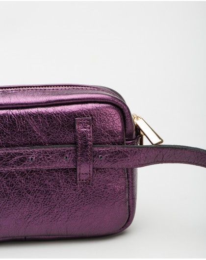 Violet metallic leather Bum bag
