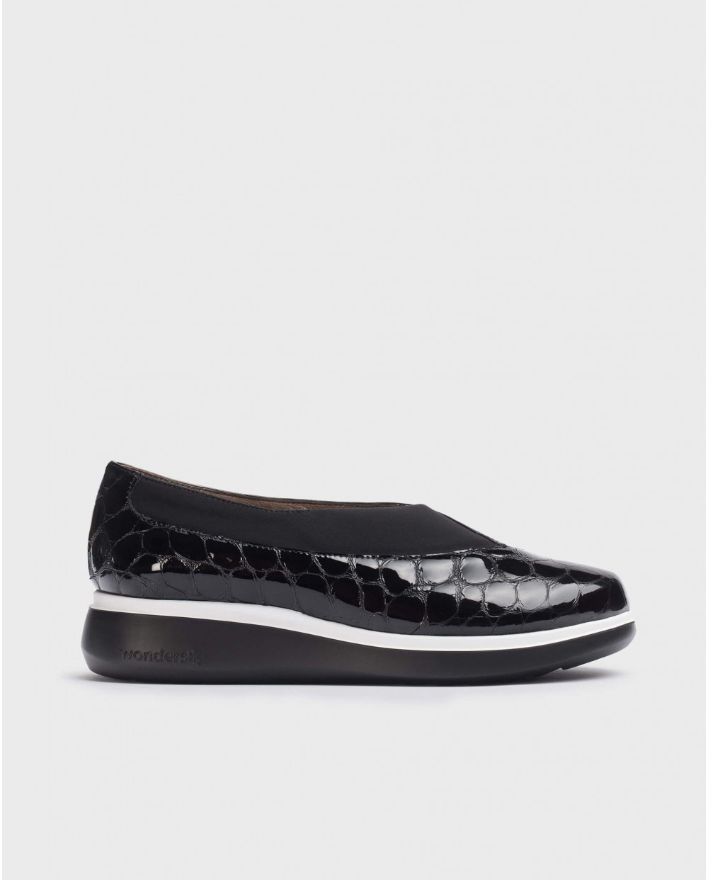 Wonders-Flat Shoes-Black Galo moccasin