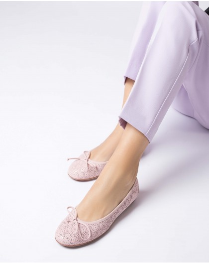 Wonders-Flat Shoes-Pink Lace Ballerina