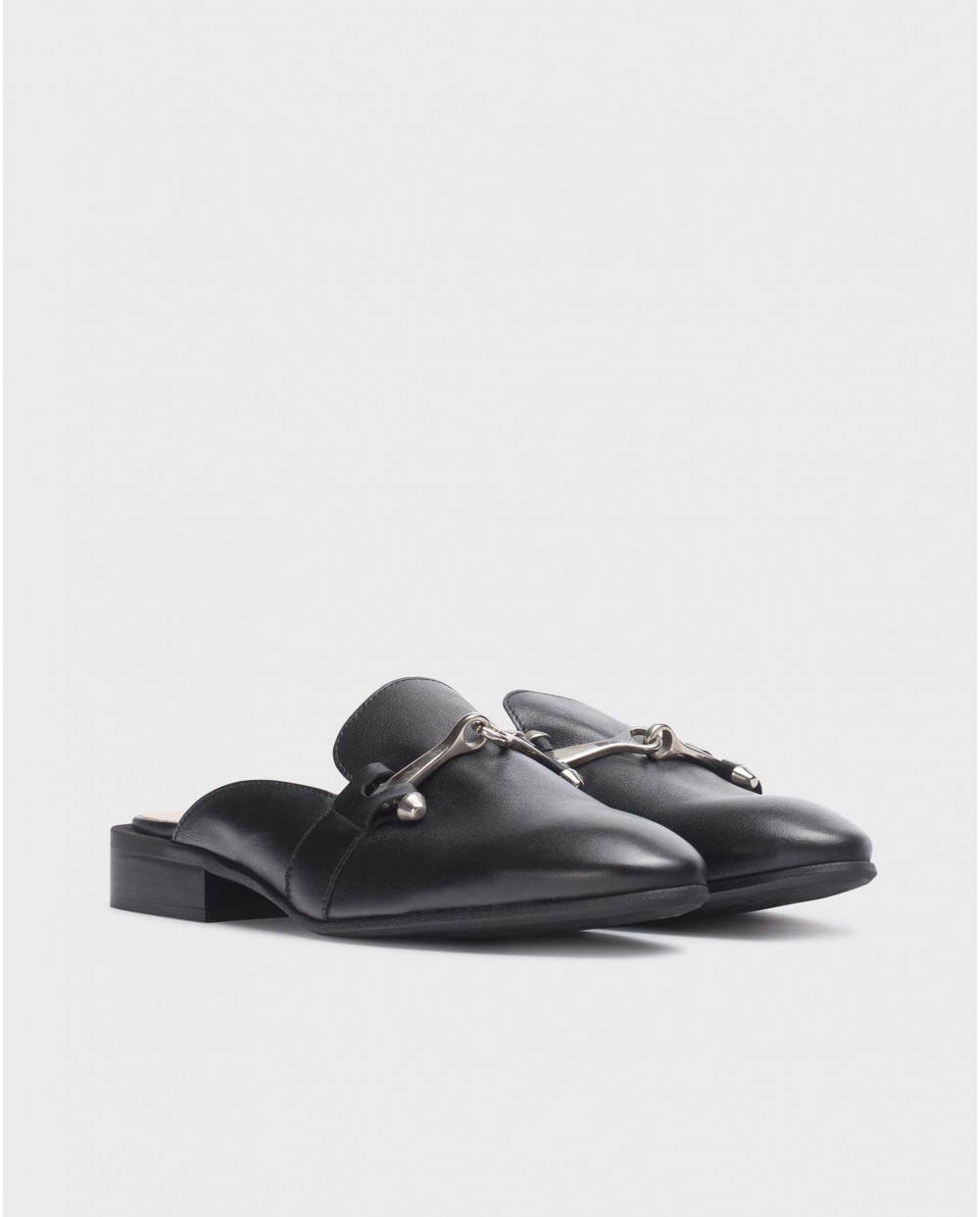 Wonders-Flat Shoes-Black Qatar clog