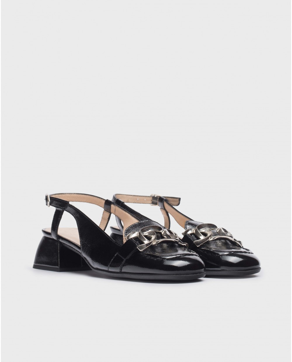Wonders-Flat Shoes-Black Maxine Sandal