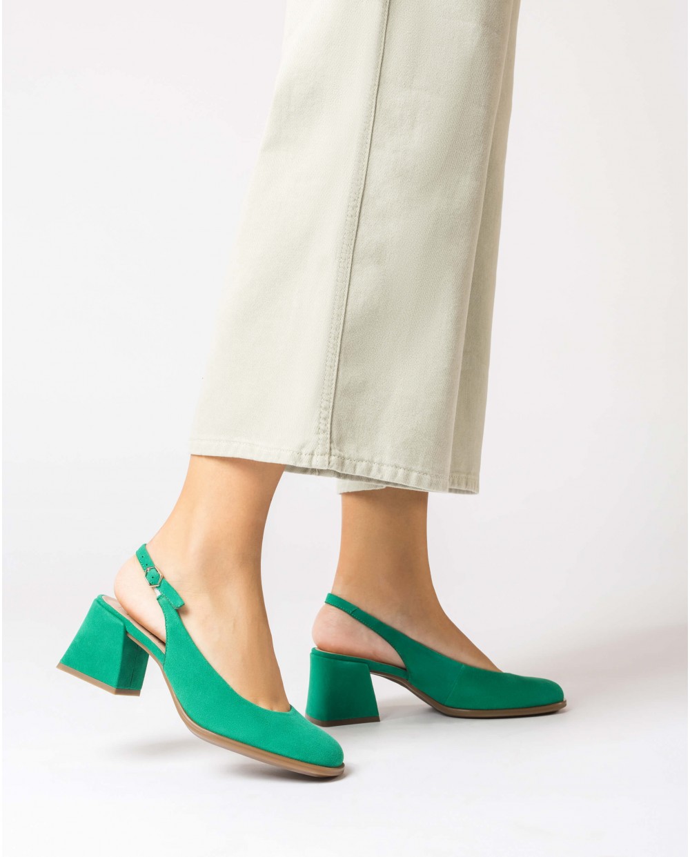 Wonders-Heels-Green Adele shoes