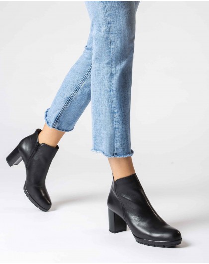 Black high heeled ankle boot