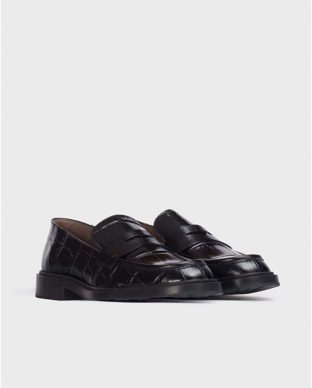 Wonders-Loafers and ballerines-Black Ned Croc Moccasin