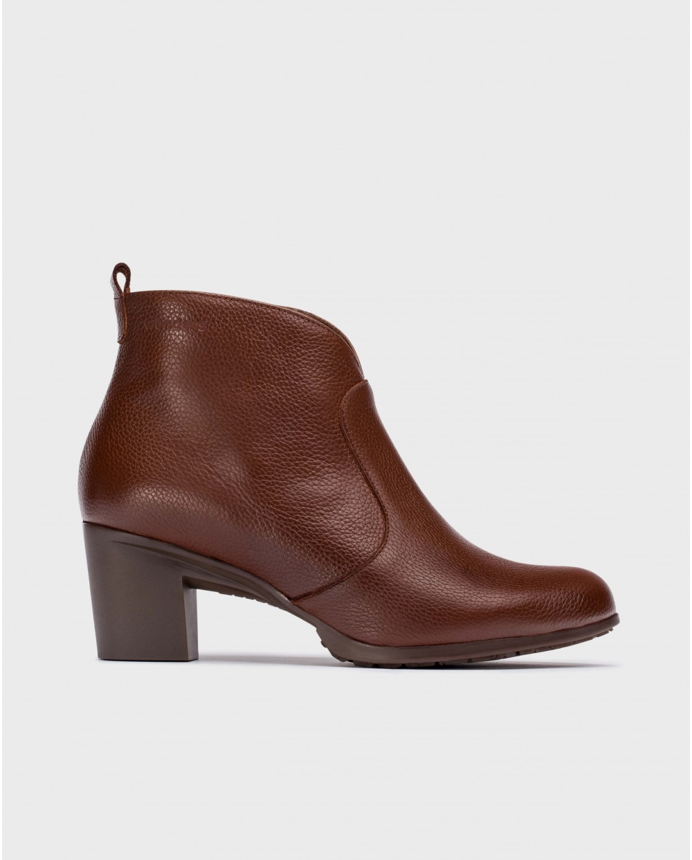 Brown textured leather ankle boot