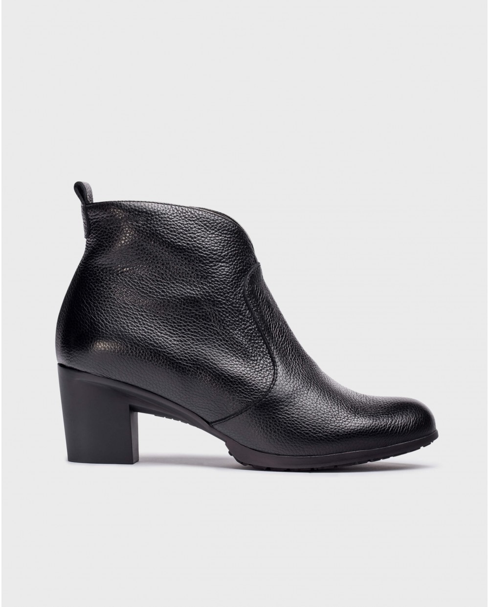 Black textured leather ankle boot