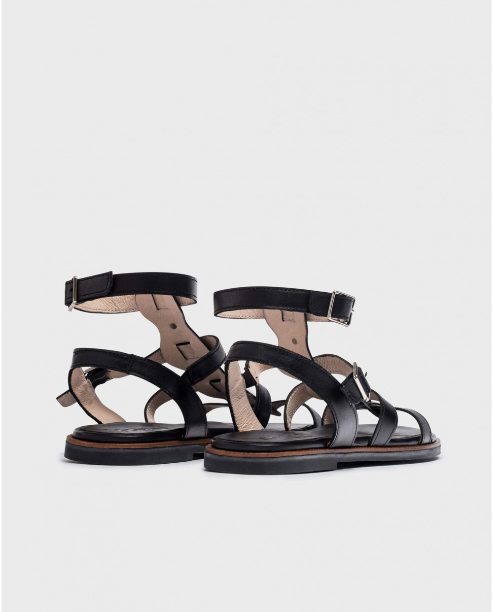 Wonders-Sandals-Black Olimpia flat sandals