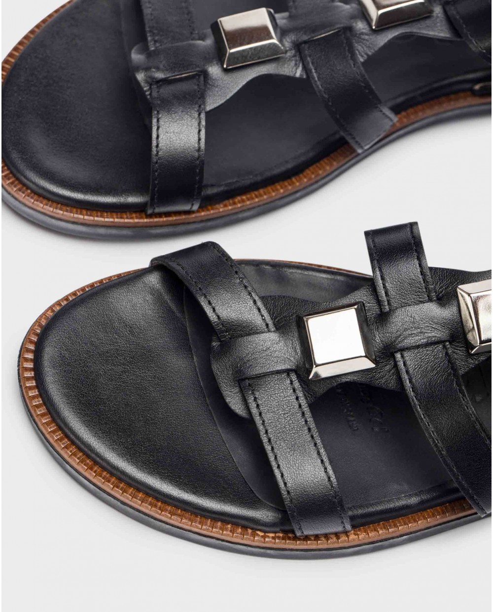 Wonders-Sandals-Black Olimpia flat sandals