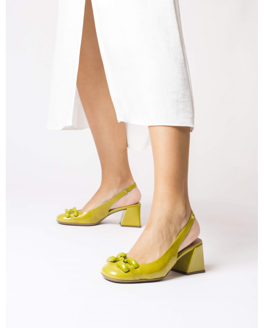 Wonders-Heels-Green Karla Heeled sandals