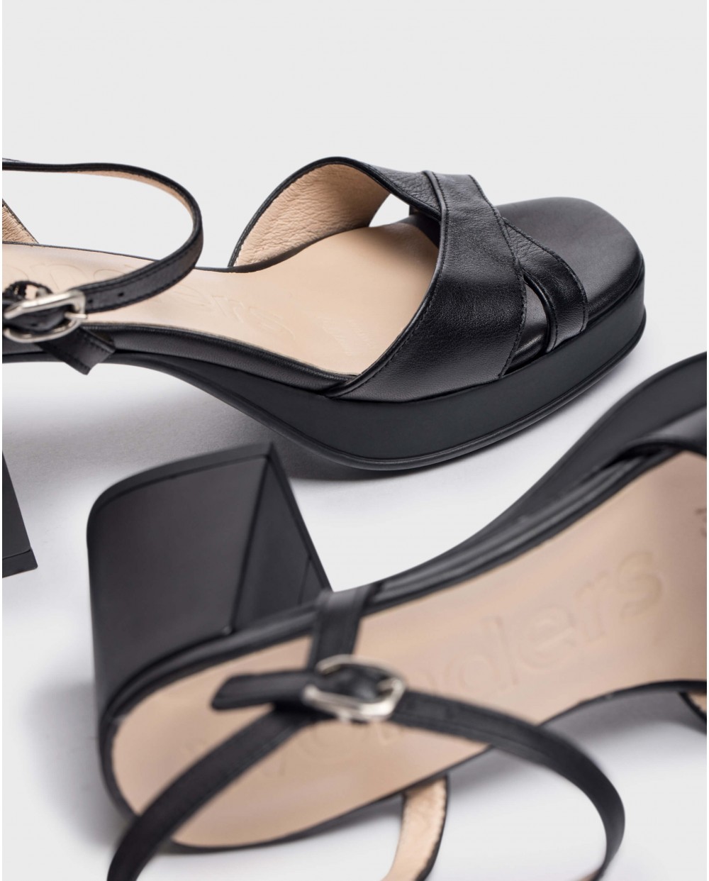 Wonders-Sandals-Black Lola heeled sandals