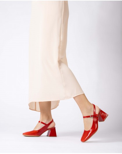 Red Jane slingback sandals