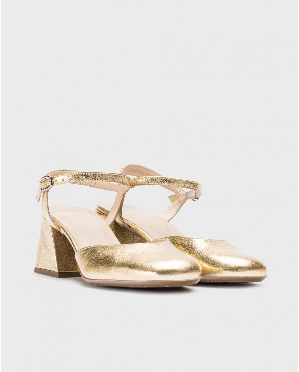 Wonders-Heels-Gold Regina Heeled sandals