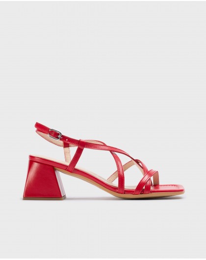 Wonders--Red Sofia heeled sandals