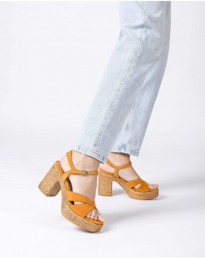 Wonders--Orange Giorgia sandals