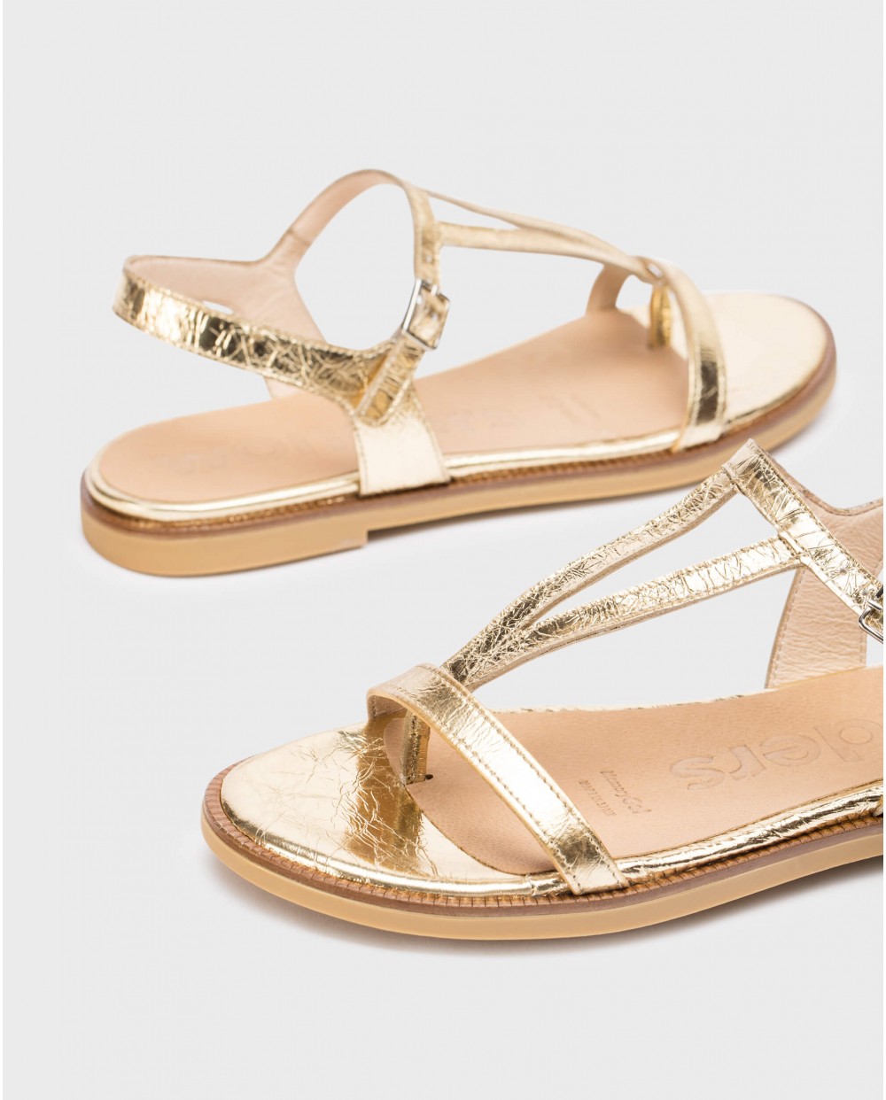 Wonders-Sandals-Gold Jimena flat sandals