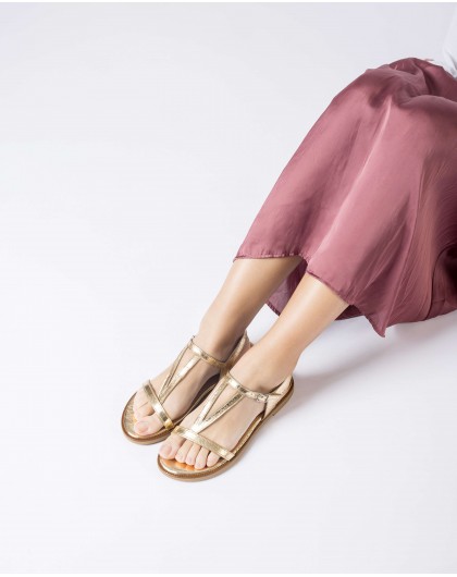 Wonders-Women shoes-Gold Jimena flat sandals