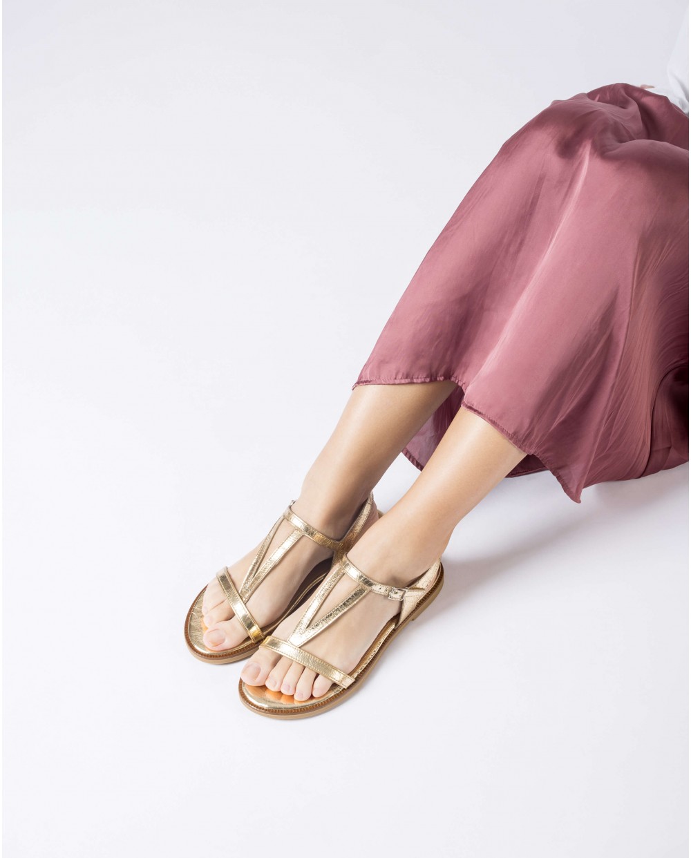 Wonders-Sandals-Gold Jimena flat sandals