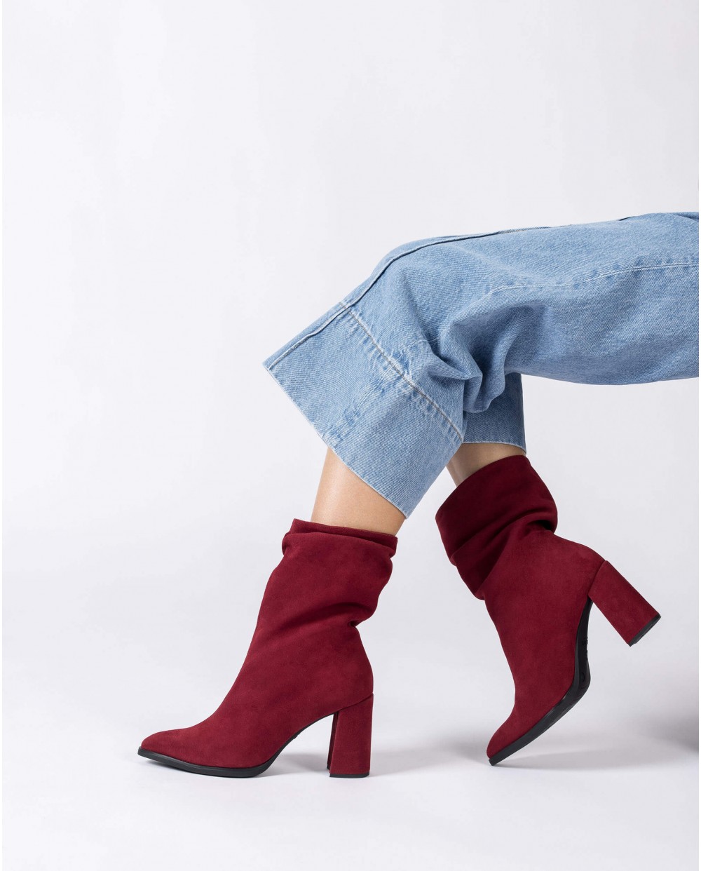 Wonders-Ankle Boots-Red SALMA Ruched Booties