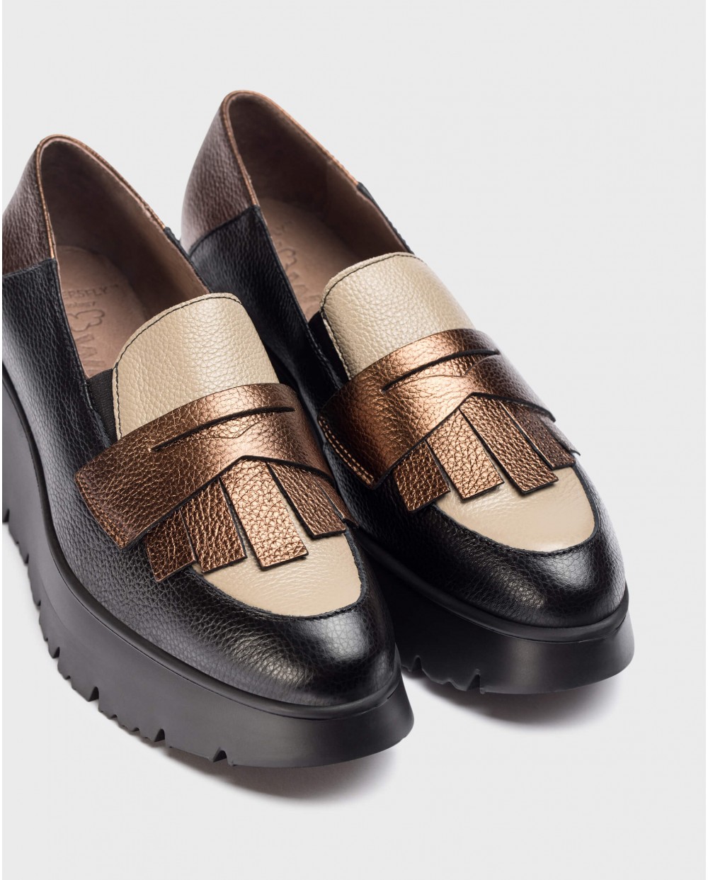 Wonders-Loafers-Gold MEDIANOCHE loafers