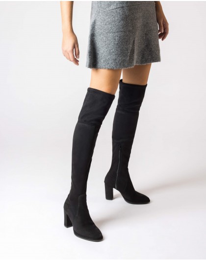 Wonders-Boots-\nAUSTER Black over the knee boot