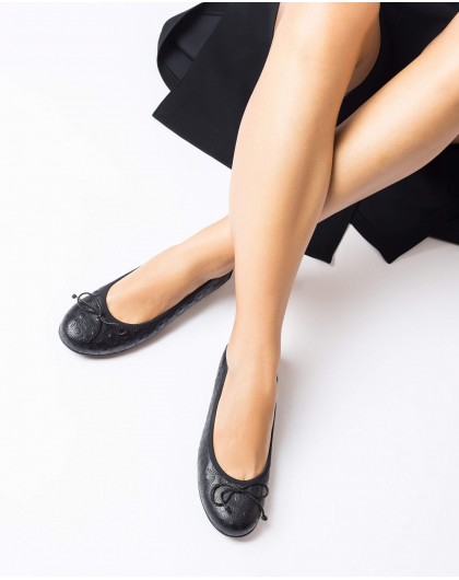 Wonders-Women shoes-Black LACE Ballet flat