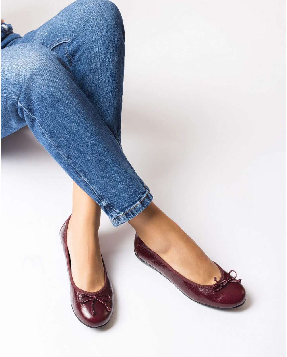 Wonders-Outlet Flat Shoes-Burgundy BO Ballet pump