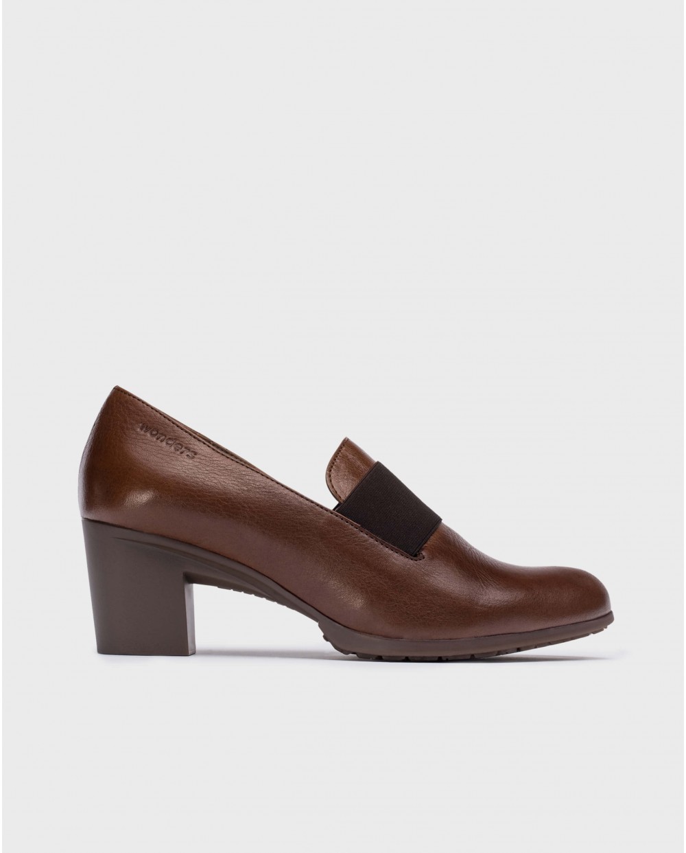 Wonders-Heels-Brown elastic shoes