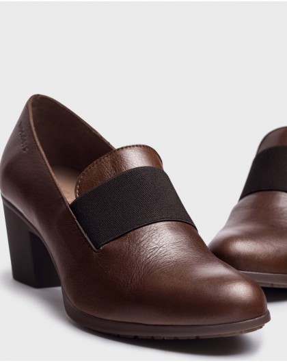 Wonders-Heels-Brown elastic shoes