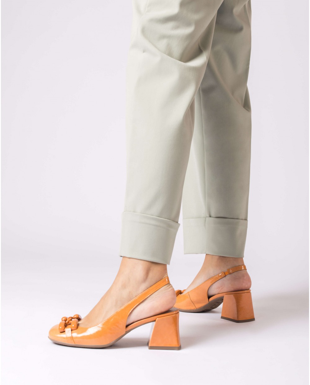 Wonders-Heels-Orange Karla Heeled sandals