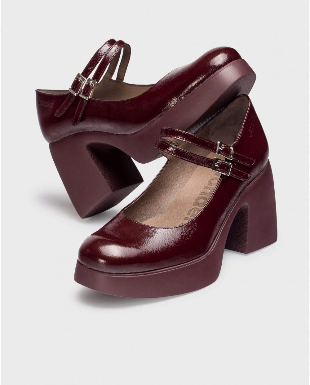 Wonders-Platforms-Burgundy Lady Mary Janes