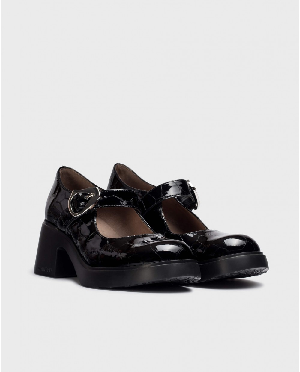 Wonders-Wedges-Black ROSA Mary Janes