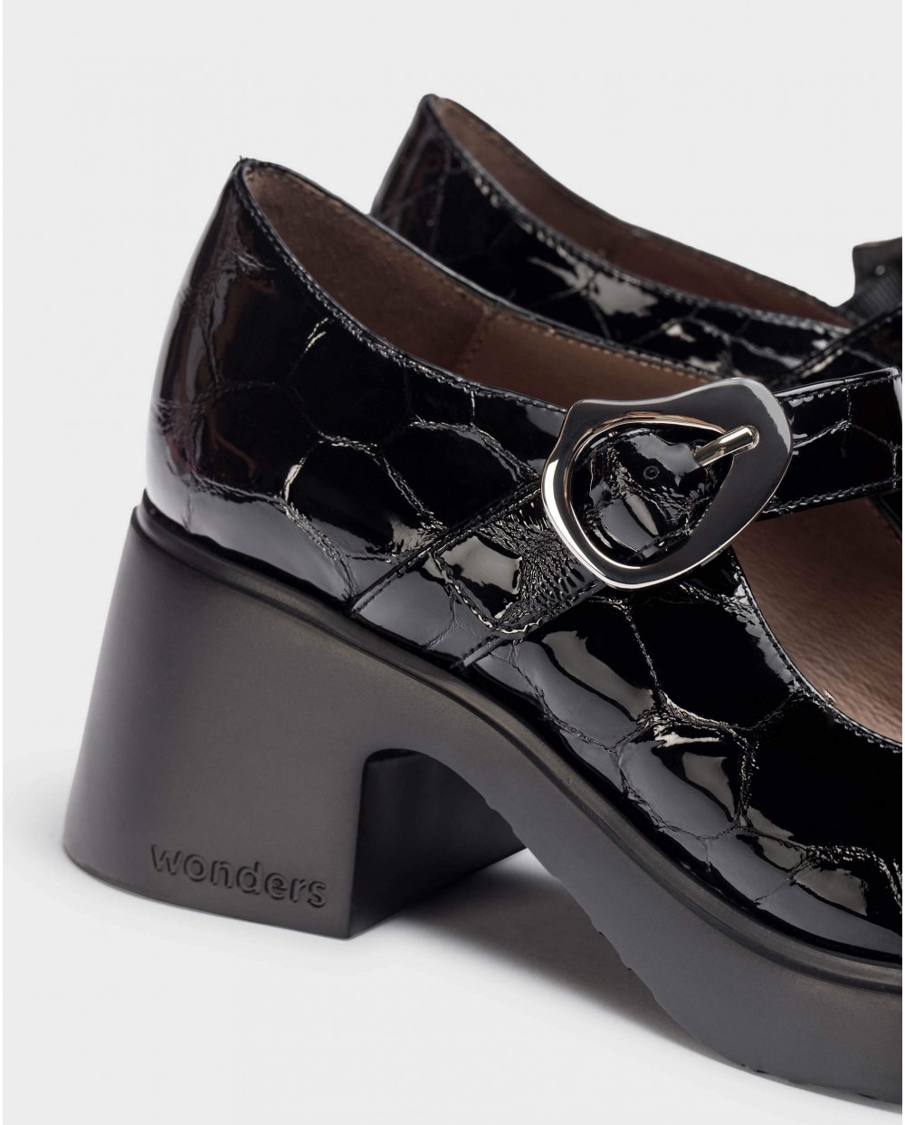 Wonders-Wedges-Black ROSA Mary Janes