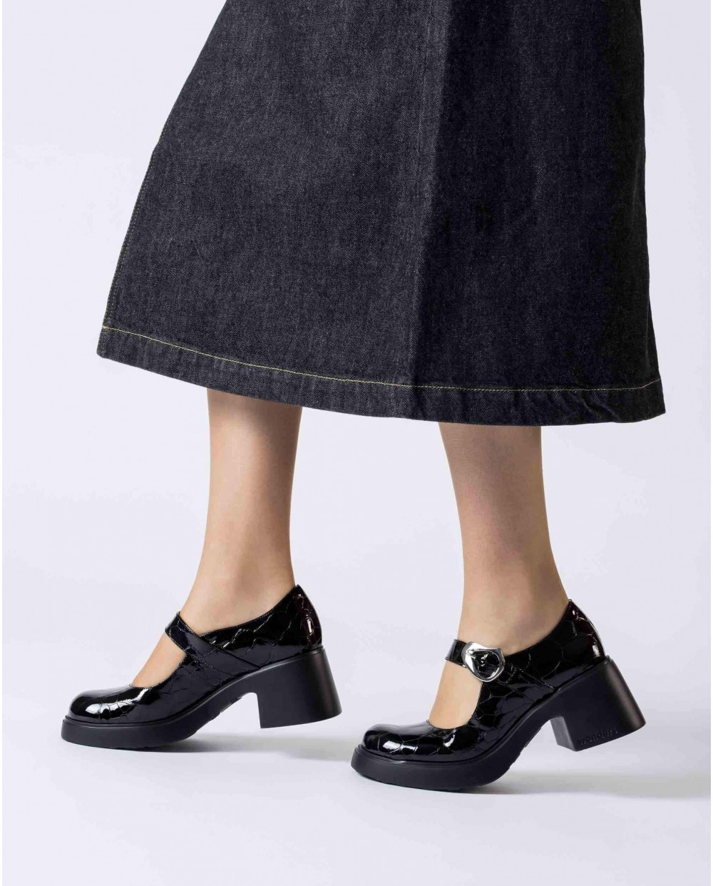 Wonders-Wedges-Black ROSA Mary Janes