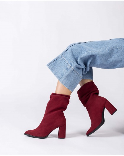 Wonders-Ankle Boots-Red SALMA Ruched Booties