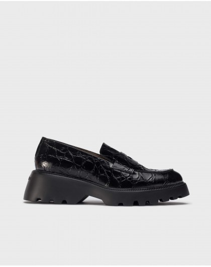 Wonders-Outlet Flat Shoes-Black DEVINA Loafers