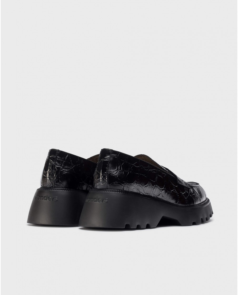 Wonders-Outlet Flat Shoes-Black DEVINA Loafers