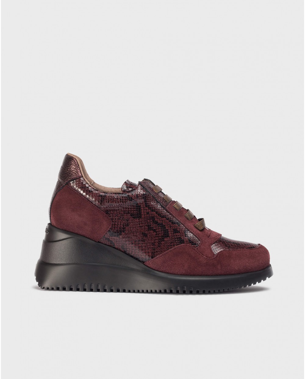 Wonders-Outlet Flat Shoes-Burgundy Snake EVA Sneakers