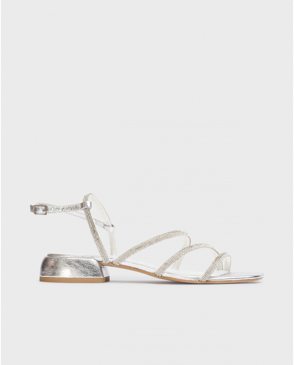 Silver Zaida flat sandals
