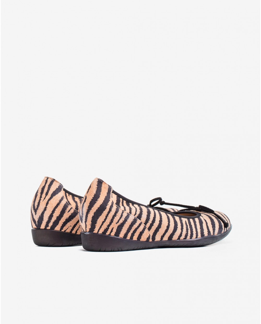 Wonders-Flat Shoes-Zebra print ballet pump with bow detail