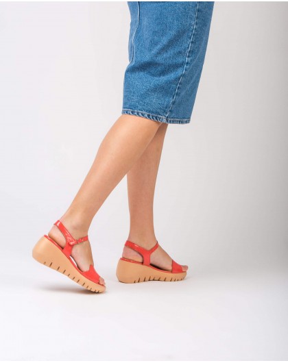 Wonders-Sandals-Patent leather wave sandal