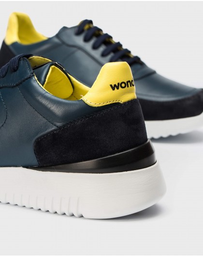 Wonders-Men-Leather sneaker with shoelaces