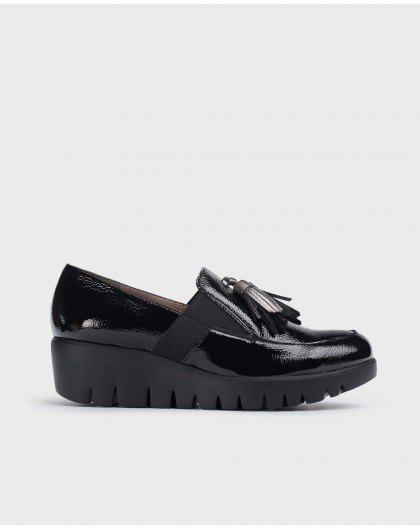 Wonders-Wedges-Black Candy Moccasin