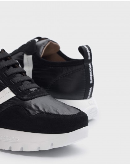 Wonders-Flat Shoes-Black Luna Sneaker
