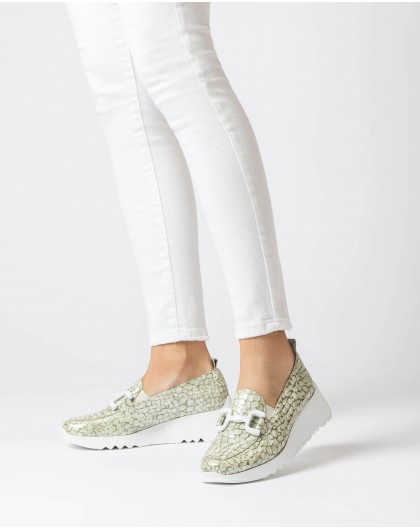 Wonders-Loafers-Green Social Moccasin