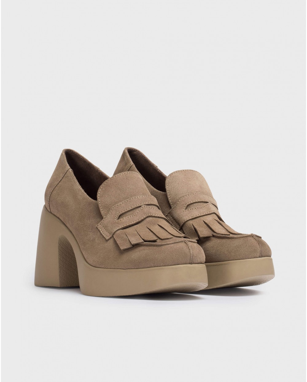 Wonders-Wedges-Taupe Buzz Suede Mary Jane